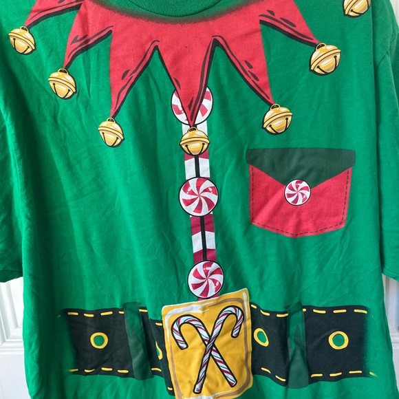Festive Green Elf T-Shirt with Red and Yellow Accents - Picture 1 of 3